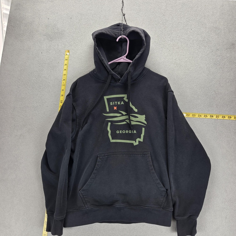 Sitka Hoodie Mens Medium Black Georgia Graphic Fleece Kangaroo Pocket Pullover